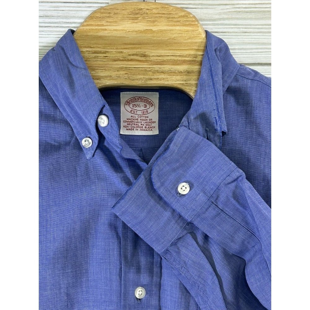 Brooks Brothers Traditional Fit Mens‎ Dress Shirt Sz 15.5/Med Blue 100% Cotton